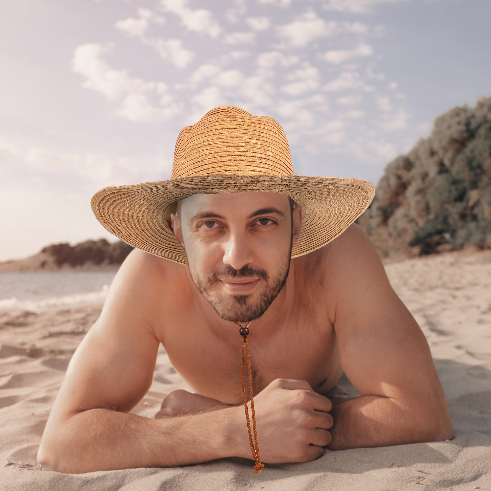 Hat Floppy Wide - Zomerzonnehoed voor mannen, brede rand, stro,
