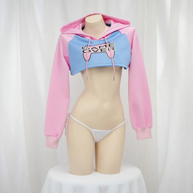 Crop Top Crochet - Leuke crop-top hoodie met lange mouwen,