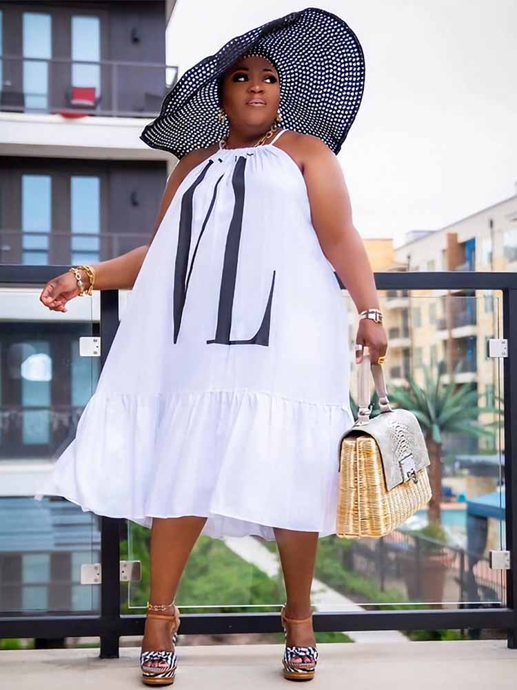 Maxi Dress Halter - Dames Casual Zomerjurk Mouwloos Plus Size
